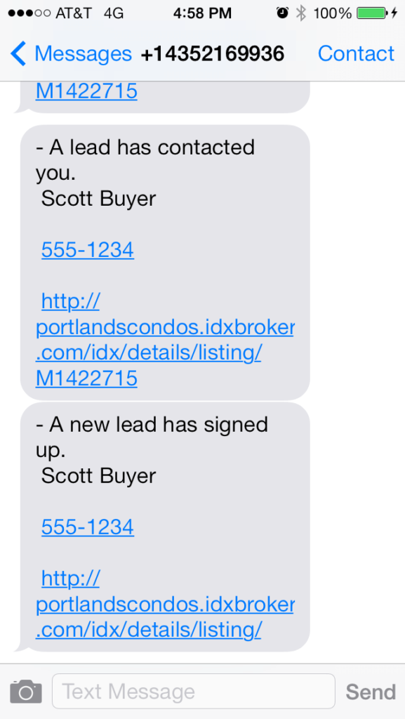 SMS for IDX Broker leads