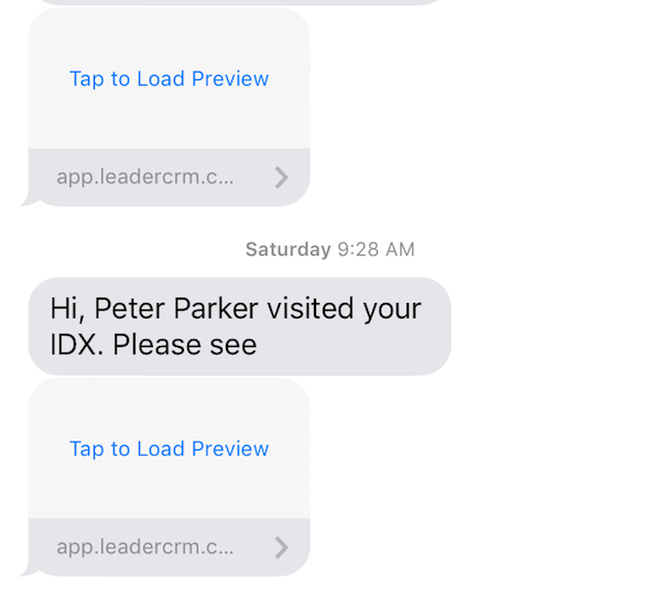 Screenshot of IDX alerts for returning visitors