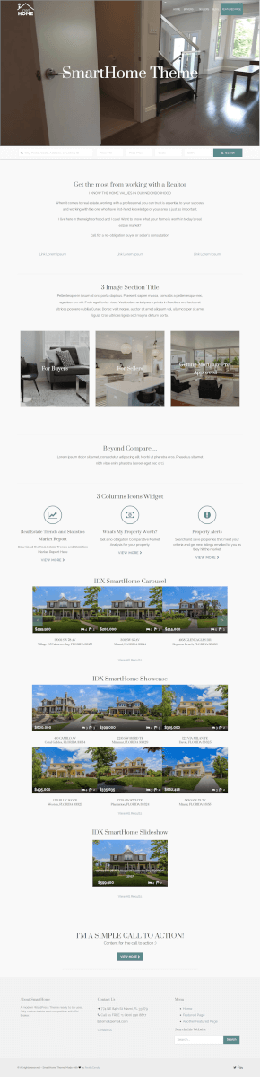Smart Home free easy to use real estate theme download customizer features