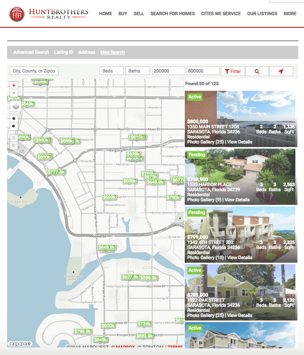 Great map search for IDX Broker