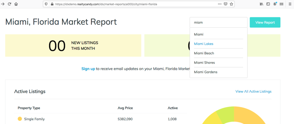 Change the location on the Market Reports for IDX Broker