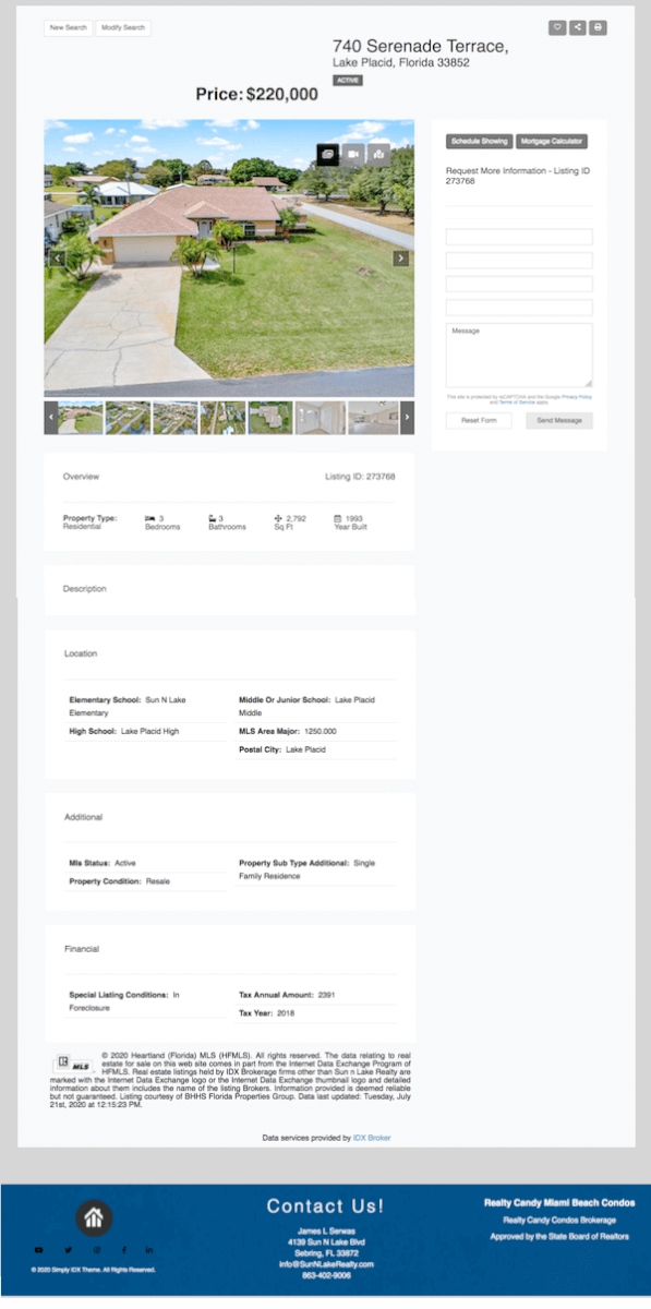 Example of a Houses IDX page for Houzez theme