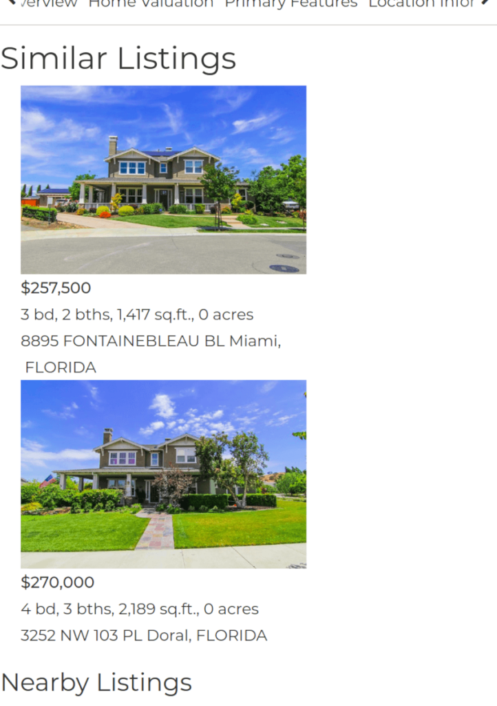 Similar listings section included