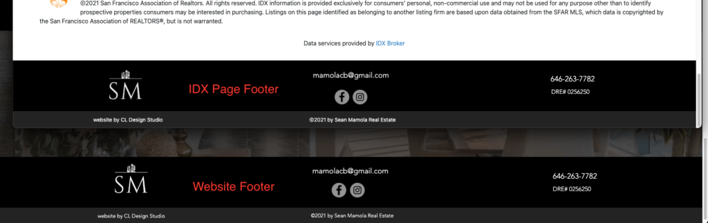Footer as displayed on seanmamola.com
