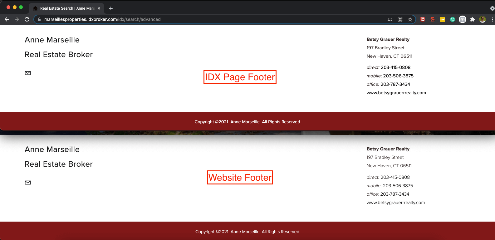 Footer replication example