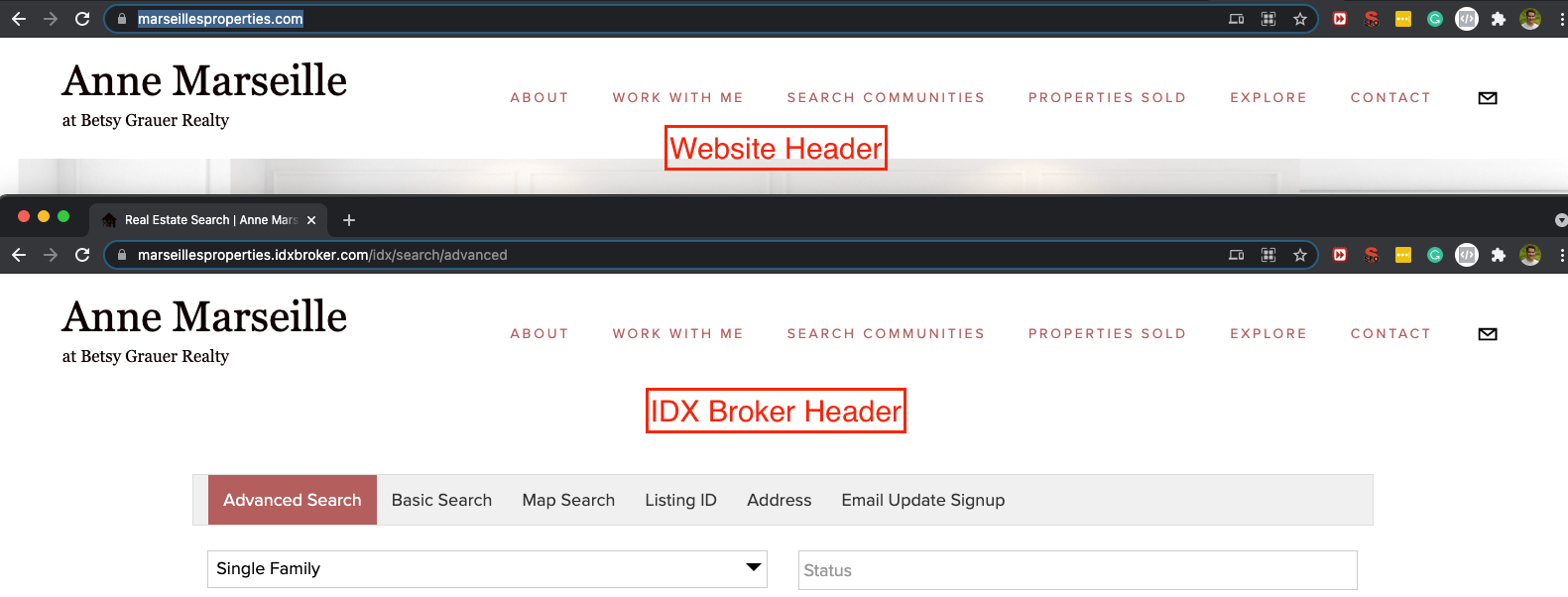 Header replication example