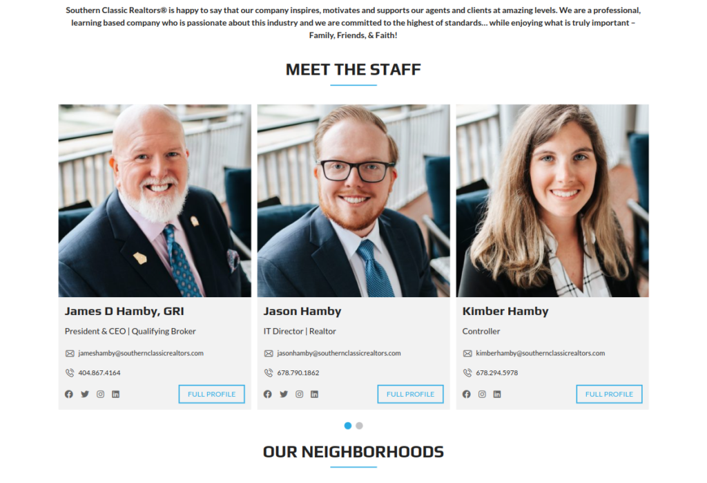 Southern Classic Realtors Agents Carousel Widget