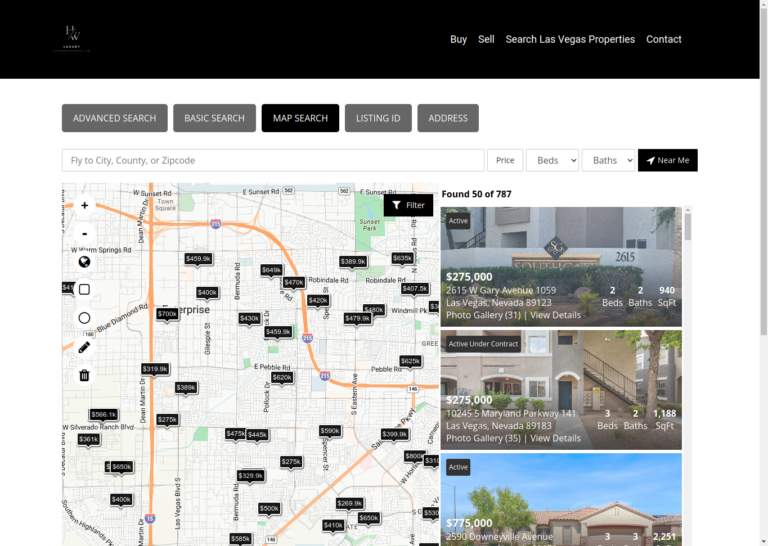 Zoom Map Search Page with IDXColors addon setting up the navigation, buttons and map pin colors