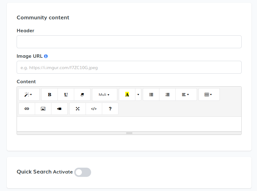 Community Page Creator Editor View