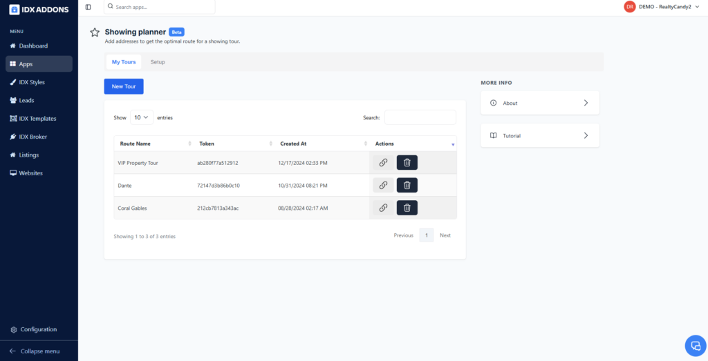 Showing Planner panel on IDXAddons